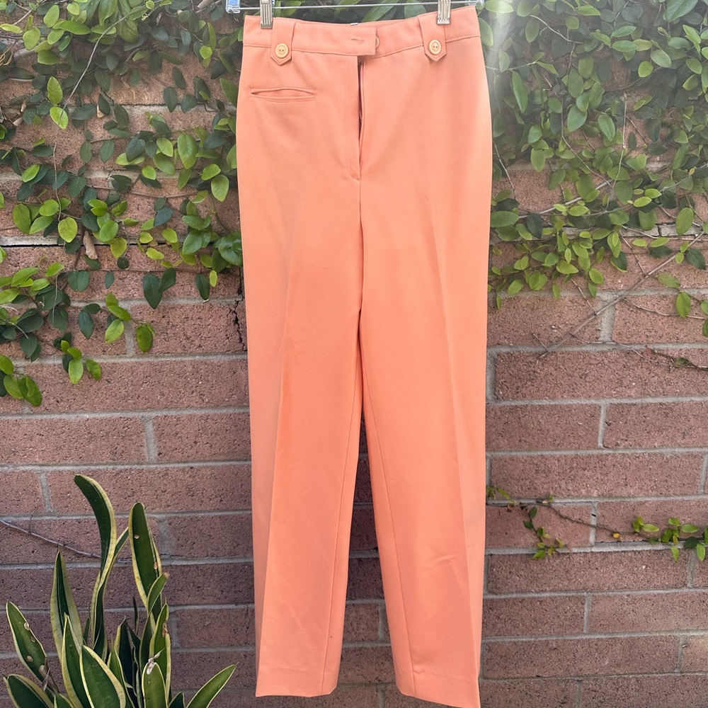1970s Peach Button-Accent Vintage Trousers